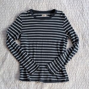 Faherty Navy and White Striped Long Sleeve